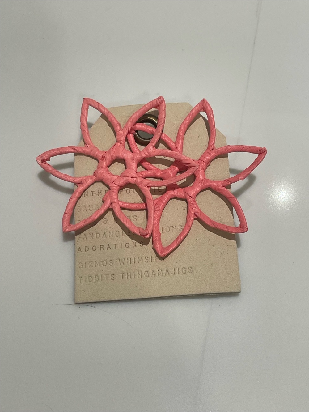 Anthropologie Coral Pink Floral Earring